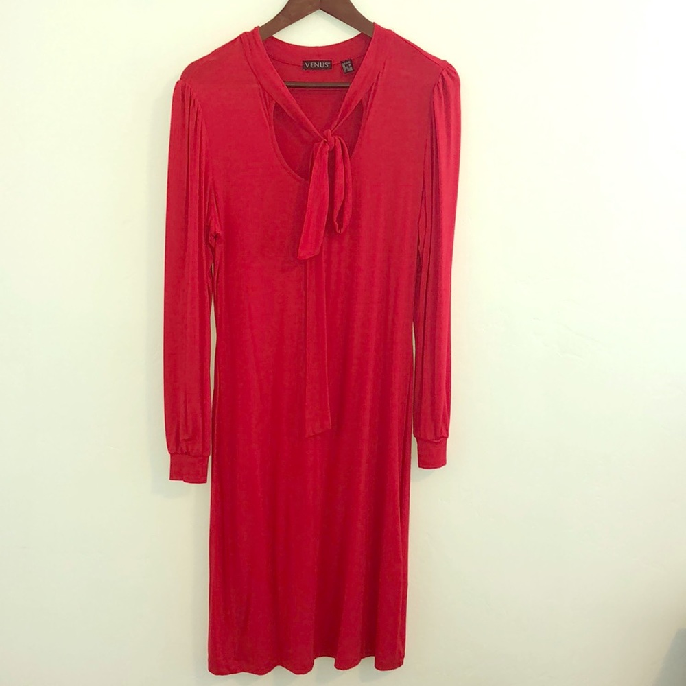 Venus Red Bodycon Bow Tie Dress Sz M